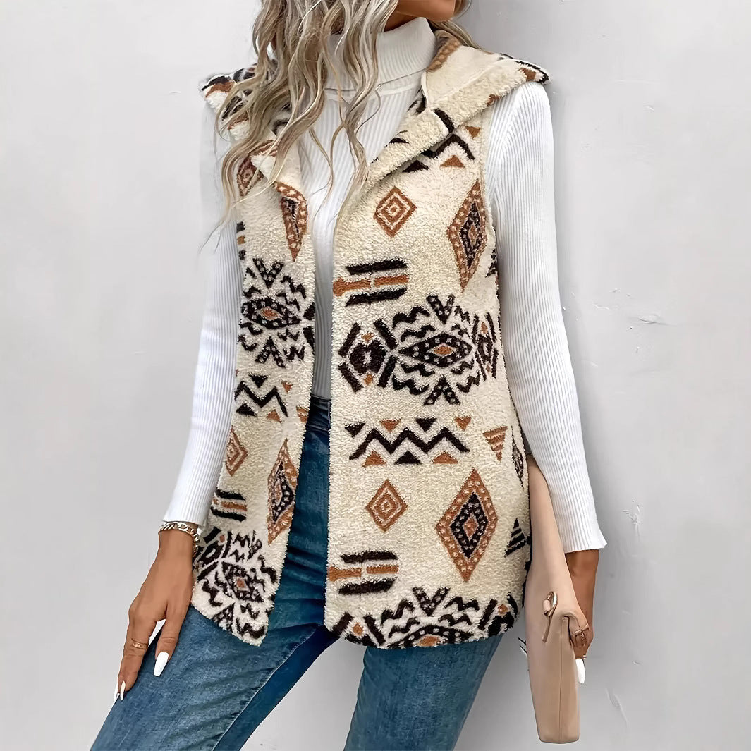 Lena | Women's Sleeveless Gilet Geometric Pattern Regular Fit