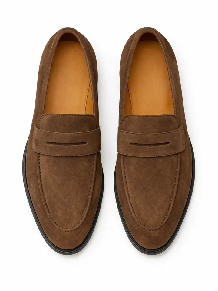 Oscar | Men's Suede-Look Moc Toe Loafers Slip-On Rubber Sole