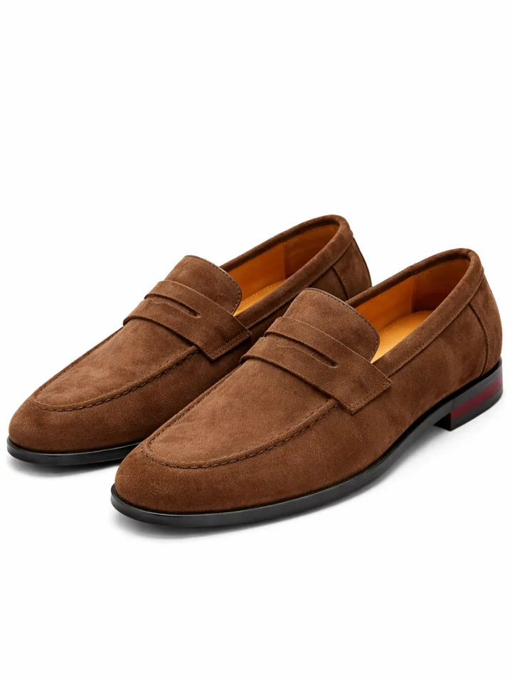 Oscar | Men's Suede-Look Moc Toe Loafers Slip-On Rubber Sole