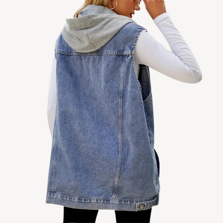 Sandra | Casual and stylish denim hoodie vest