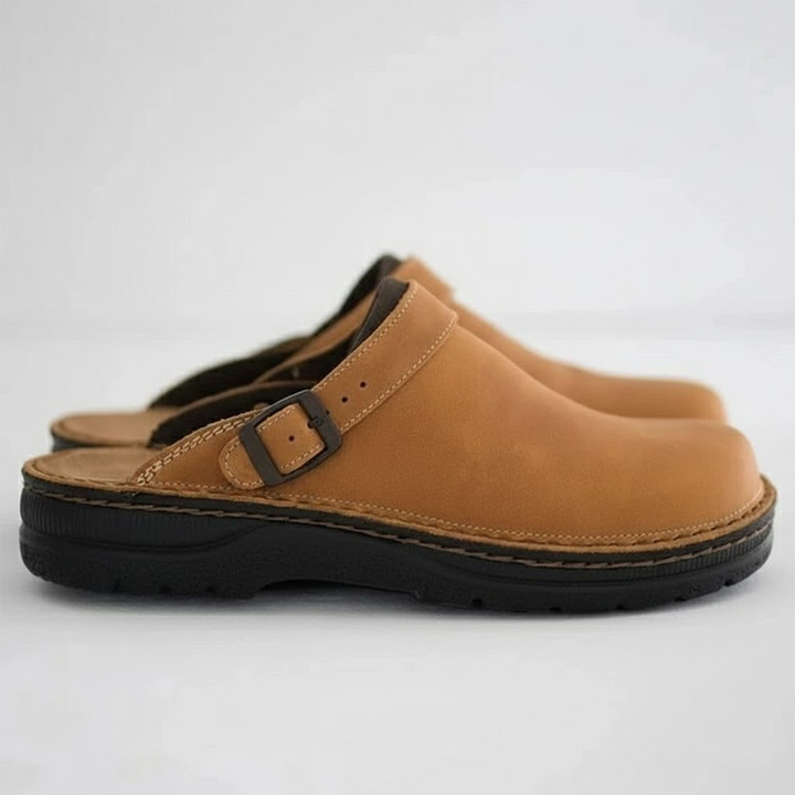 The Sienna Clogs - Leather Slip-On with Thick Sole