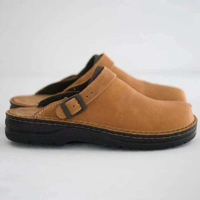 The Sienna Clogs - Leather Slip-On with Thick Sole