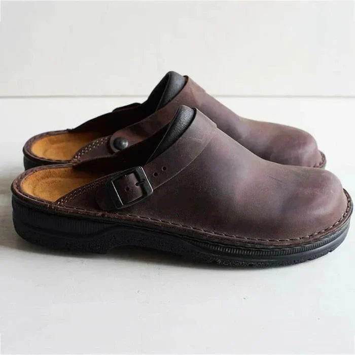 The Sienna Clogs - Leather Slip-On with Thick Sole