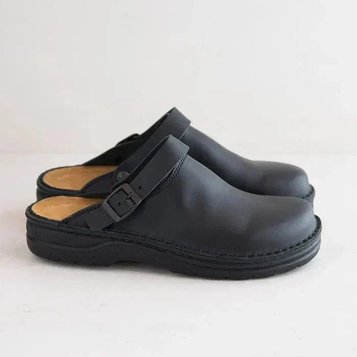 The Sienna Clogs - Leather Slip-On with Thick Sole