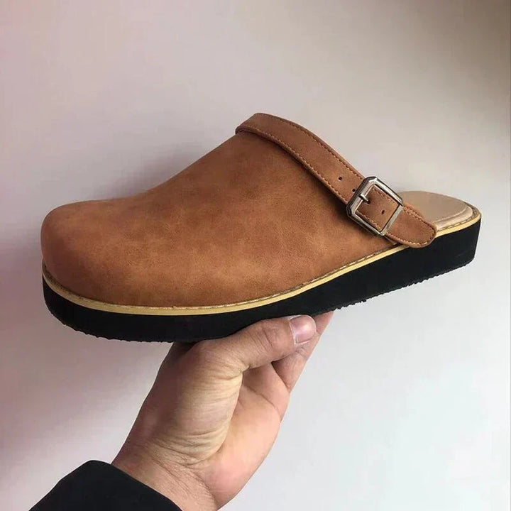 The Sienna Clogs - Leather Slip-On with Thick Sole