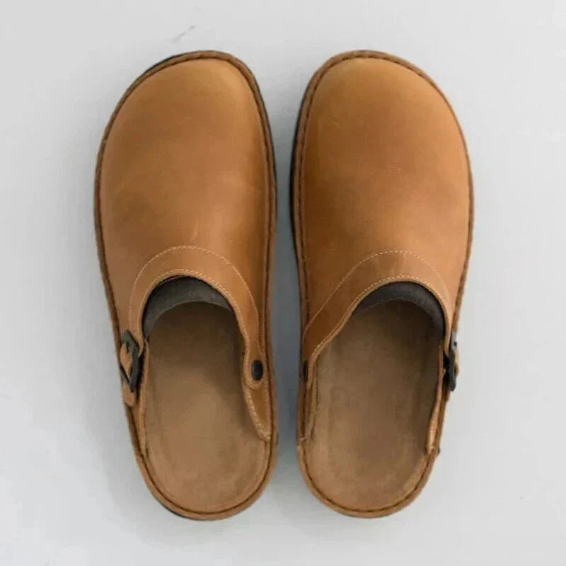 The Sienna Clogs - Leather Slip-On with Thick Sole