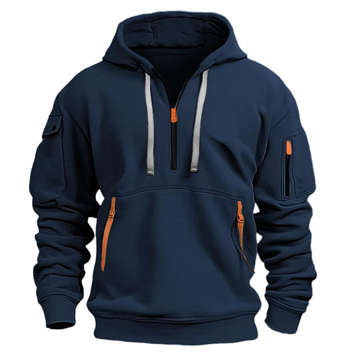 Samuel | Men's Casual Hoodie Zip Pockets Contrast Zips