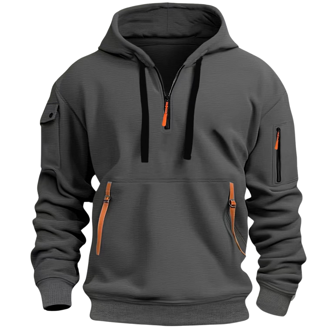 Samuel | Men's Casual Hoodie Zip Pockets Contrast Zips
