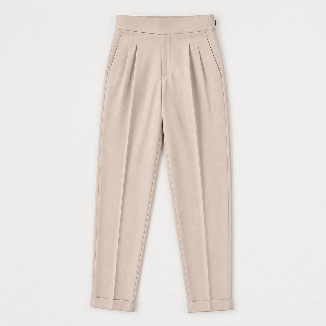 Phoebe | Women's High-Waisted Tapered Trousers Pleated Front