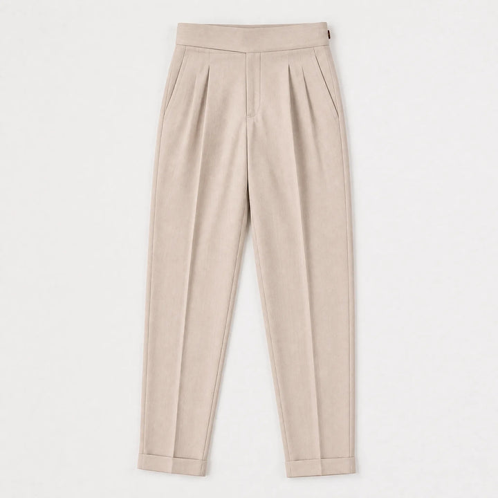 Phoebe | Women's High-Waisted Tapered Trousers Pleated Front