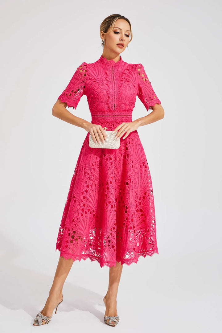 Vivienne Elegant Lace Midi Dress for Women