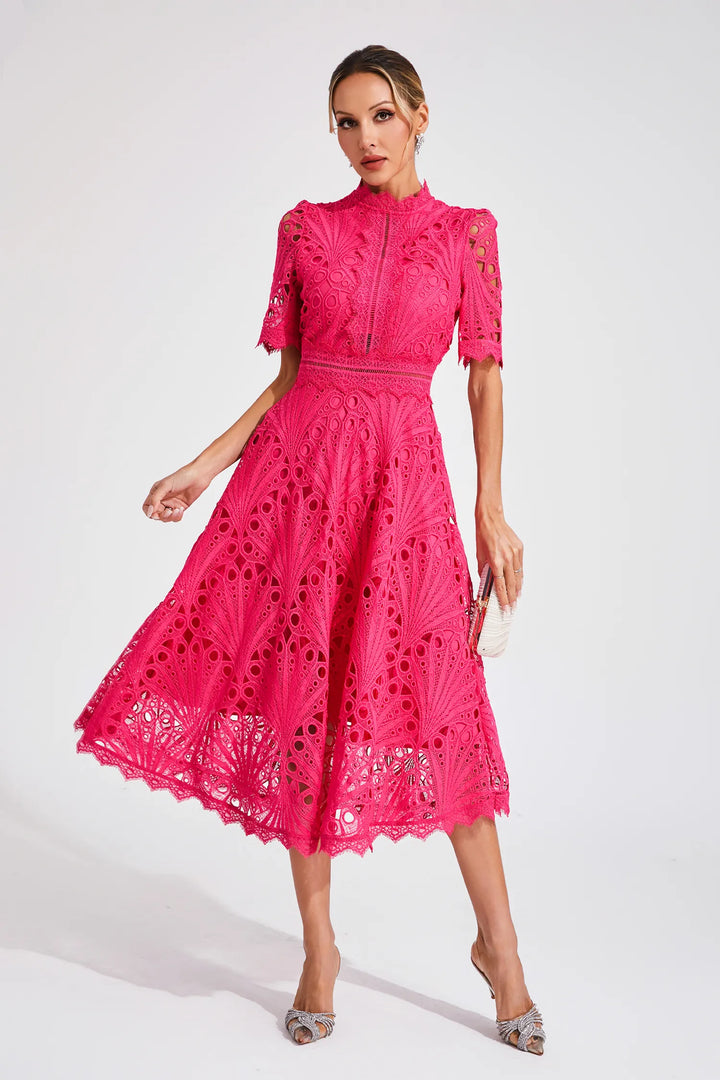 Vivienne Elegant Lace Midi Dress for Women