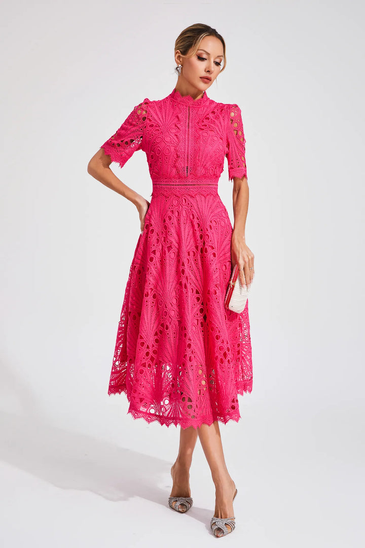 Vivienne Elegant Lace Midi Dress for Women