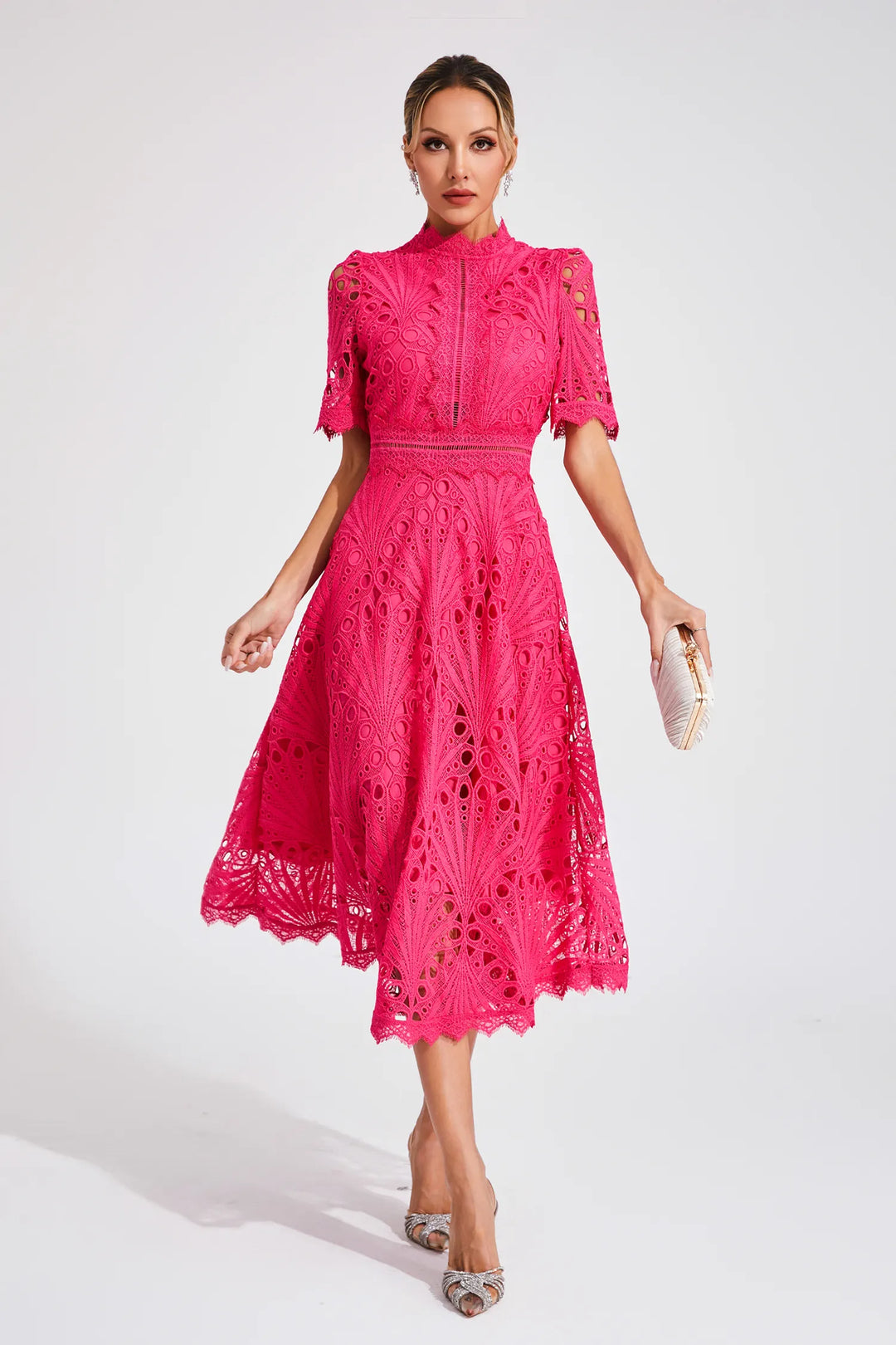 Vivienne Elegant Lace Midi Dress for Women