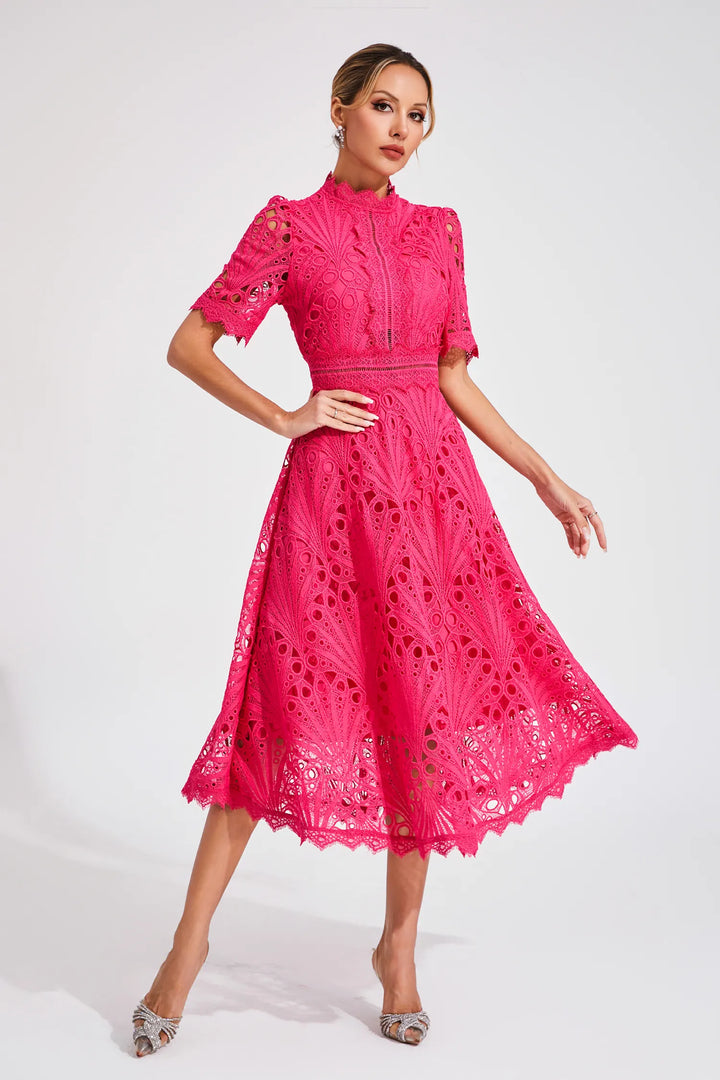 Vivienne Elegant Lace Midi Dress for Women
