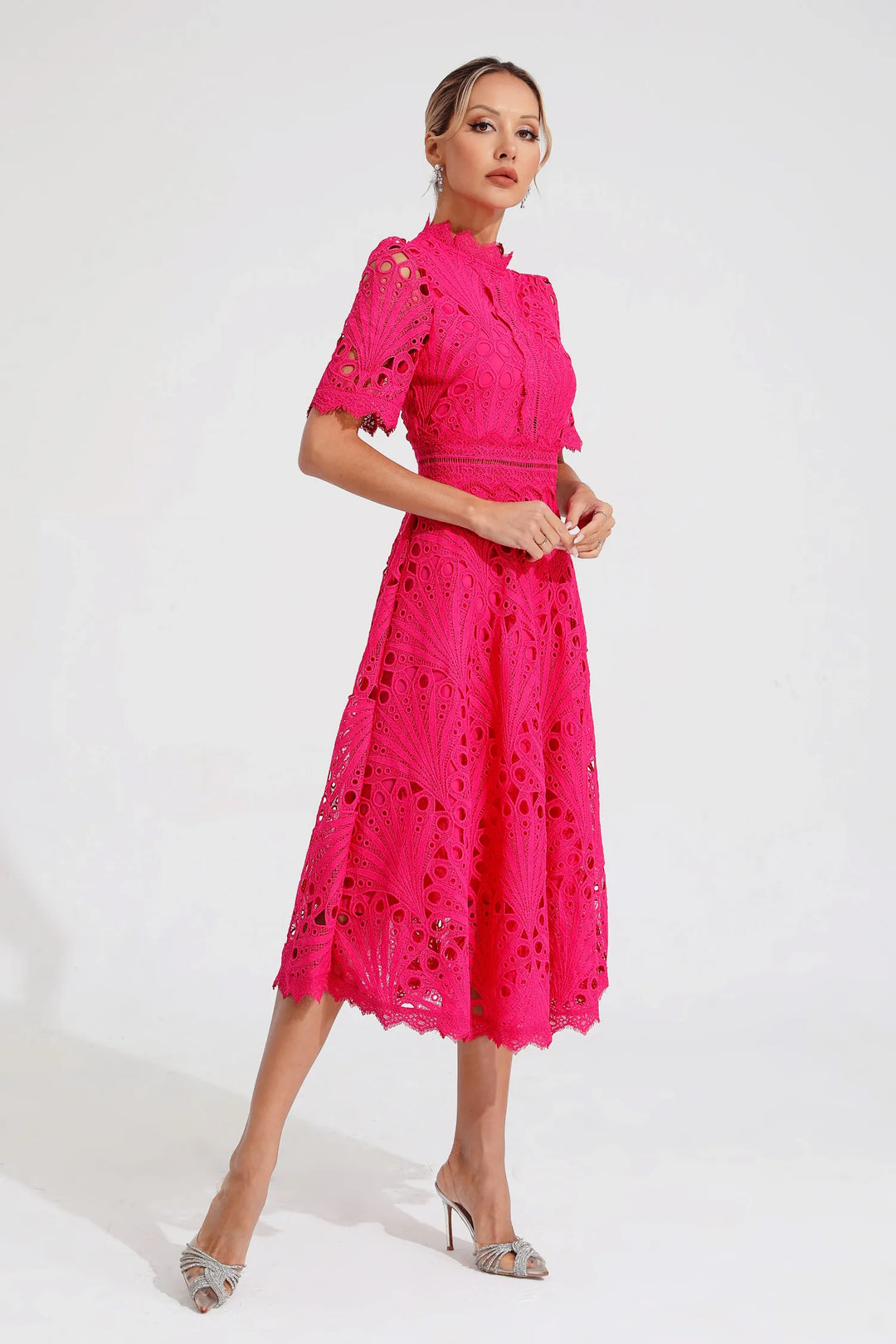Vivienne Elegant Lace Midi Dress for Women