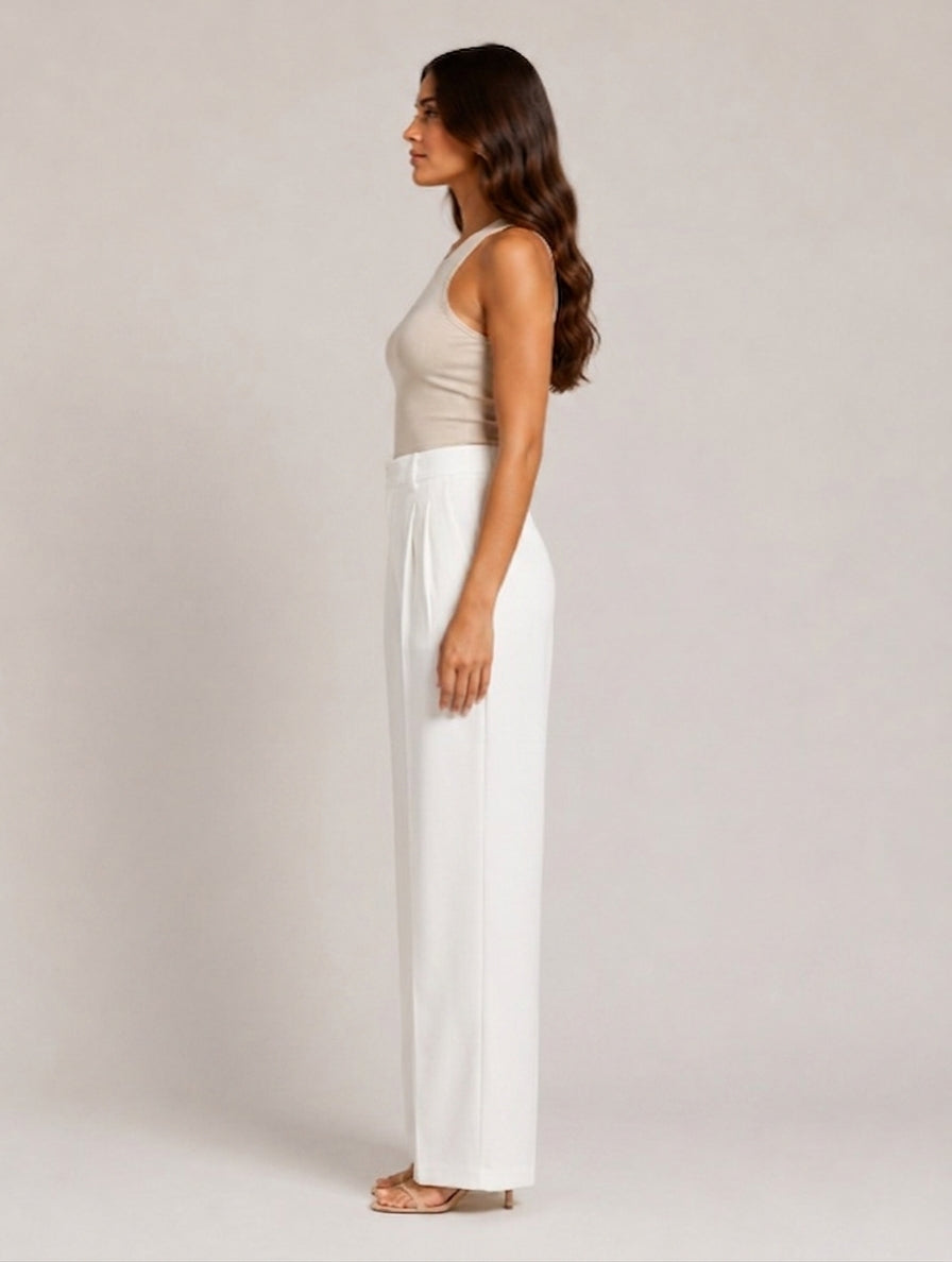 Ella | Women's High Waisted Palazzo Trousers Wide Leg Zip Fastening