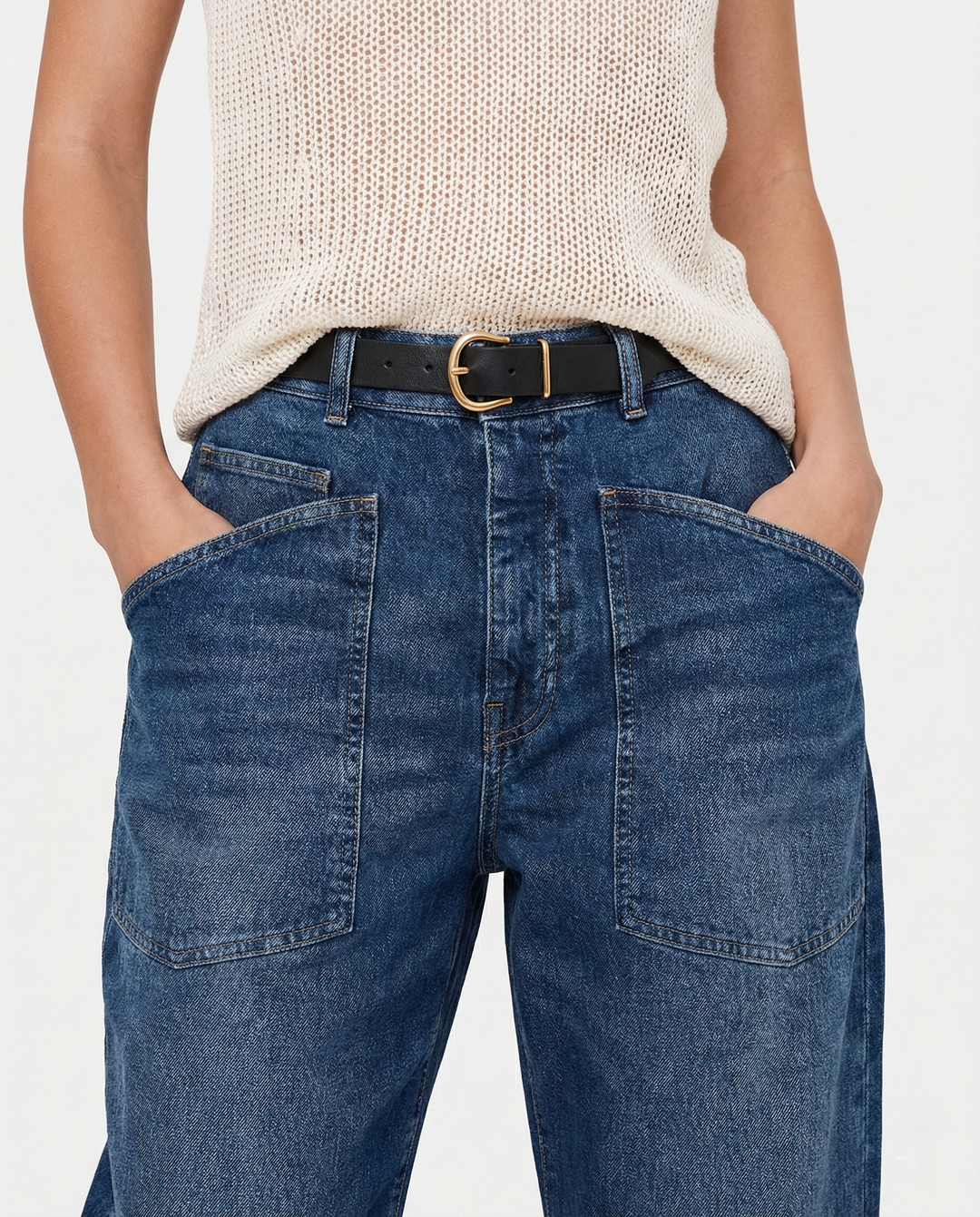 Vionne Structured Barrel Leg Jeans