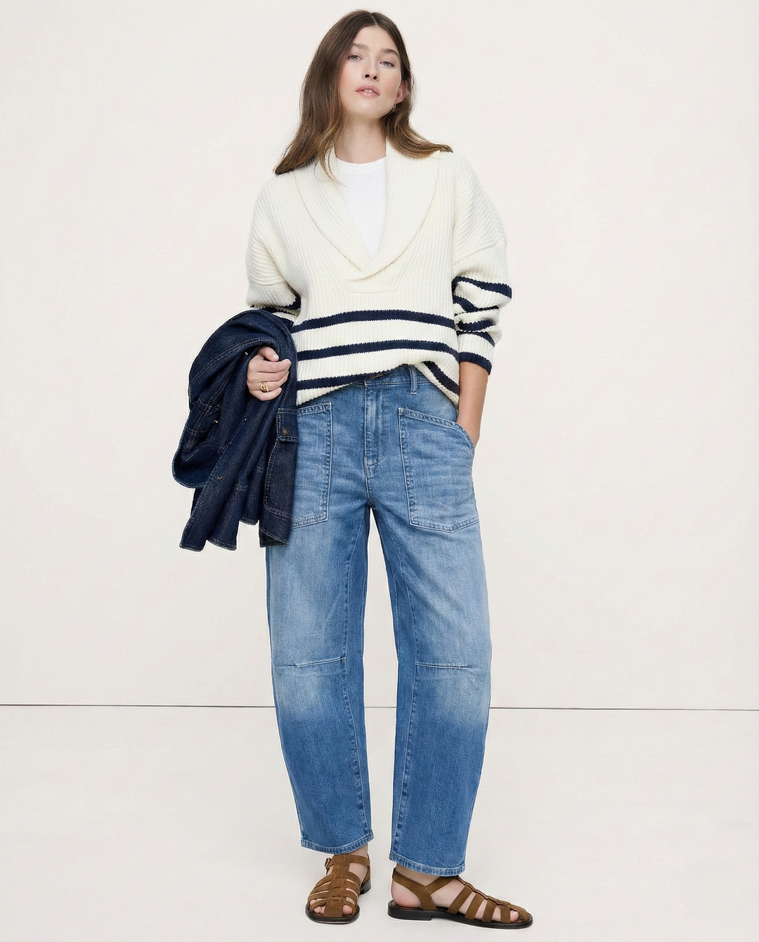 Vionne Structured Barrel Leg Jeans