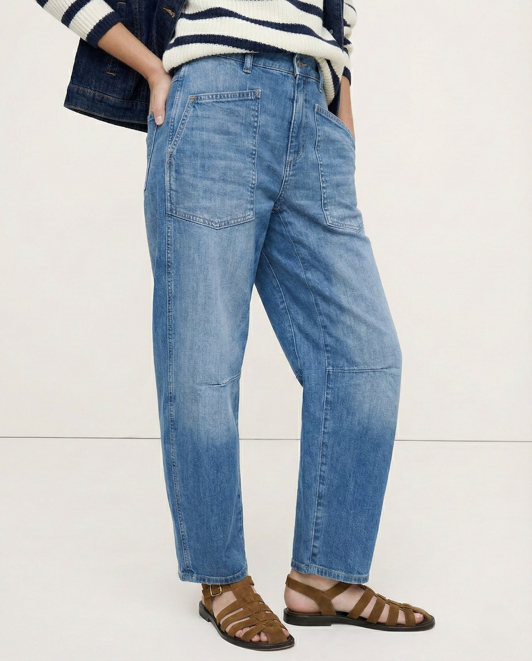 Vionne Structured Barrel Leg Jeans