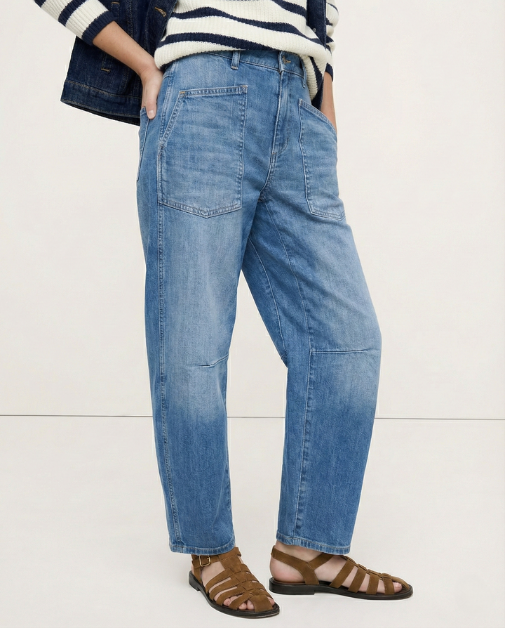 Vionne Structured Barrel Leg Jeans