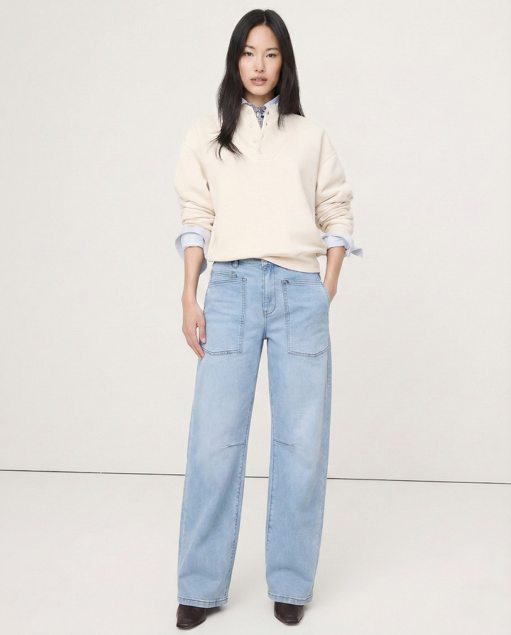 Vionne Structured Barrel Leg Jeans