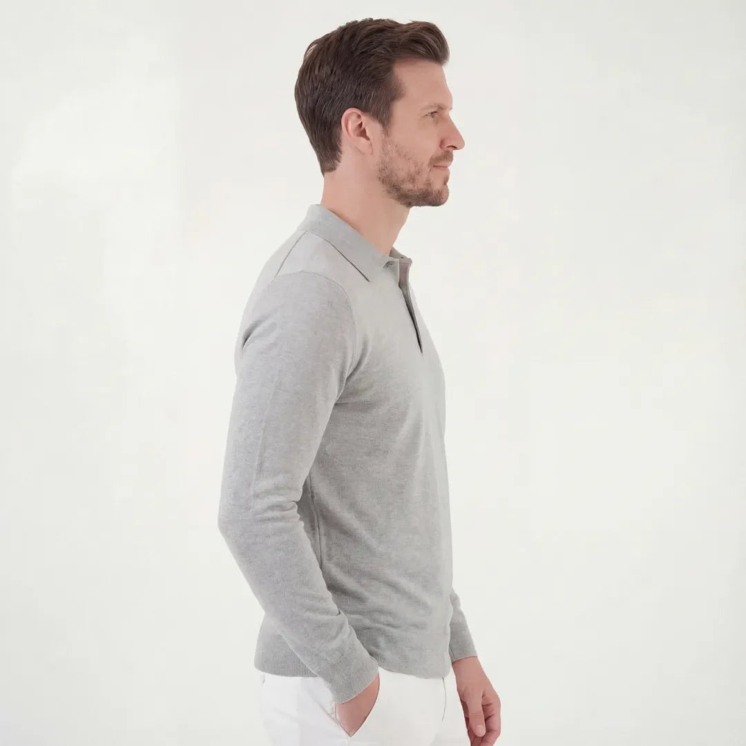 Clara | Women's Long Sleeve Knit Polo Shirt Slim Fit Ribbed Cuffs