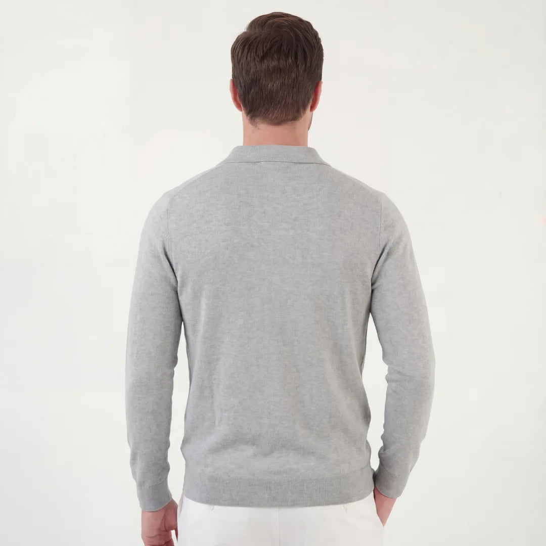 Clara | Women's Long Sleeve Knit Polo Shirt Slim Fit Ribbed Cuffs