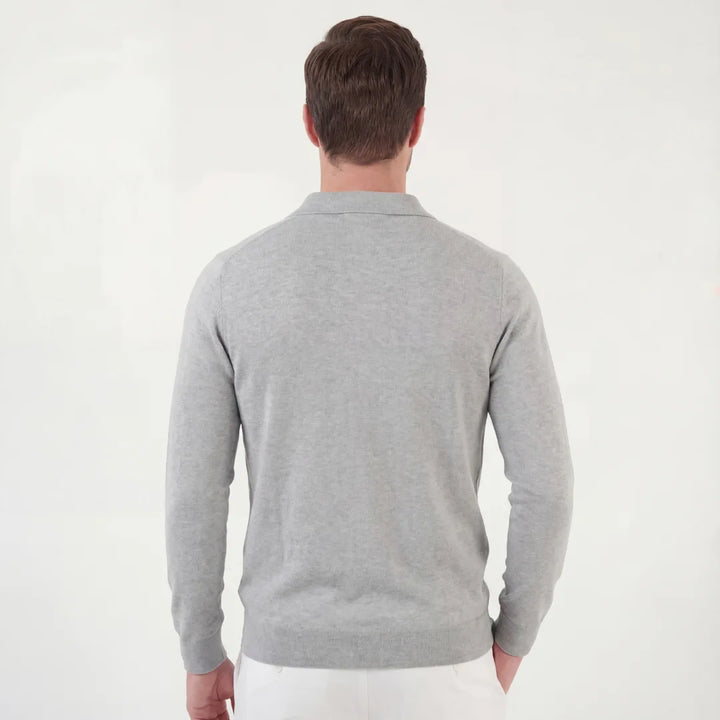 Clara | Women's Long Sleeve Knit Polo Shirt Slim Fit Ribbed Cuffs