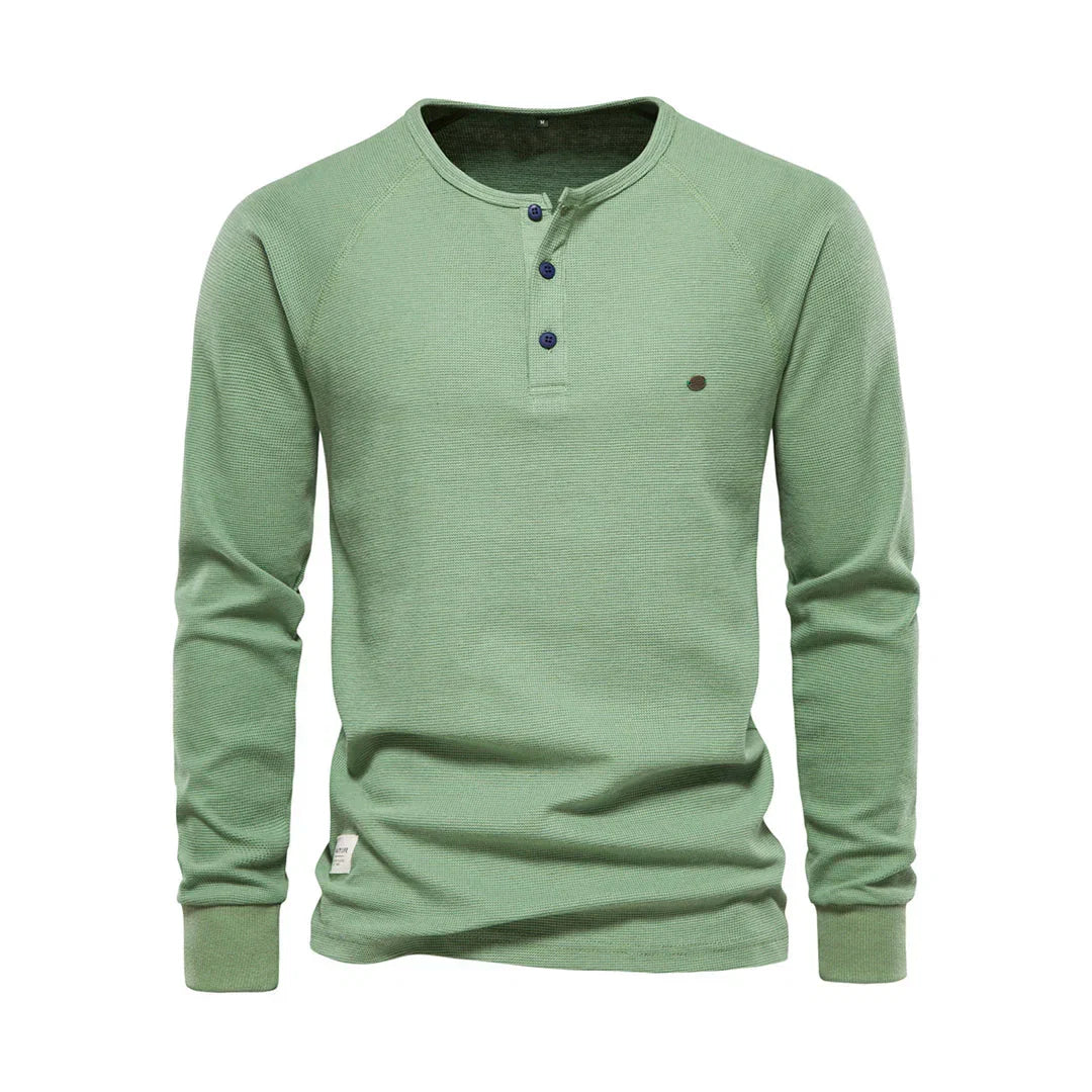 Hector | Men's Long Sleeve Henley Shirt Button Neck Casual Top