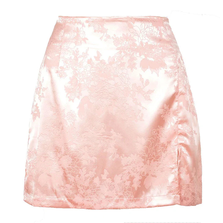 Seraphine Satin Side Slit Mini Skirt