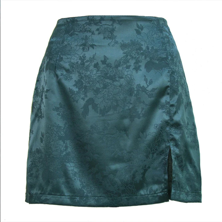 Seraphine Satin Side Slit Mini Skirt