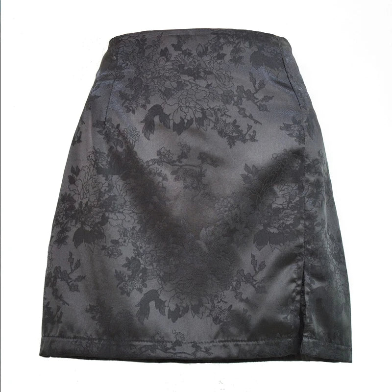 Seraphine Satin Side Slit Mini Skirt