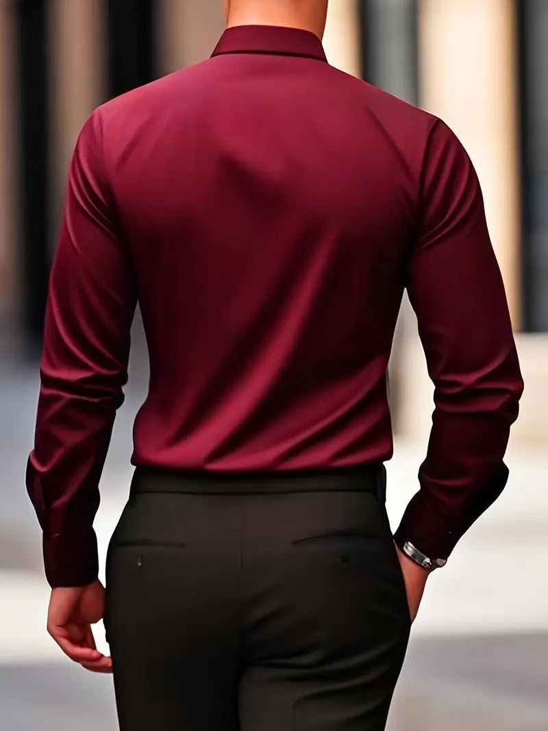 Leo | Men's Long Sleeve Easy-Iron Shirt Breathable Classic Collar