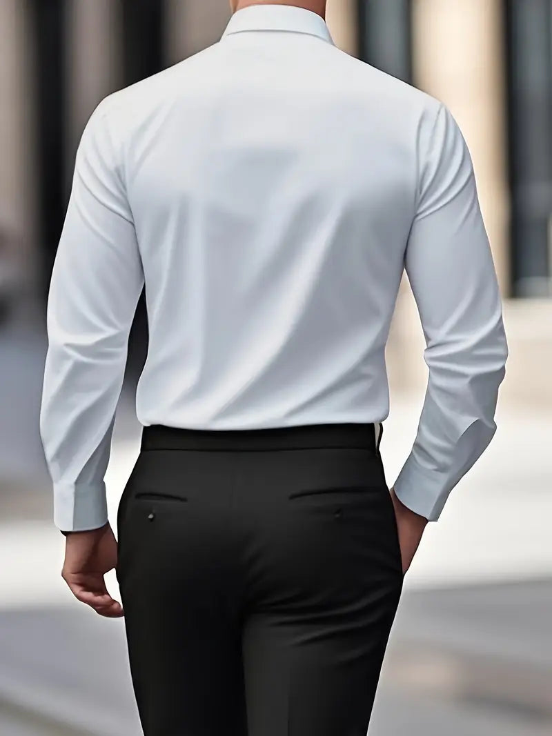 Leo | Men's Long Sleeve Easy-Iron Shirt Breathable Classic Collar