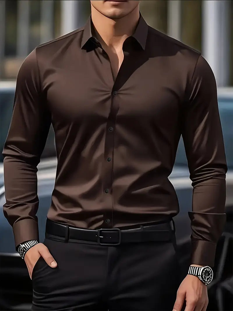Leo | Men's Long Sleeve Easy-Iron Shirt Breathable Classic Collar