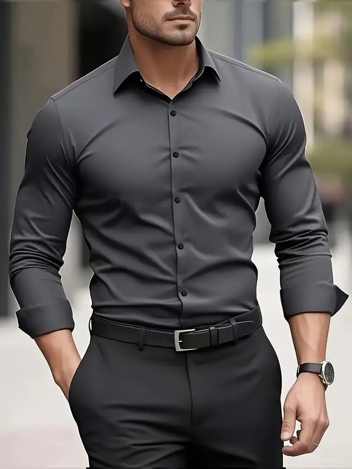 Leo | Men's Long Sleeve Easy-Iron Shirt Breathable Classic Collar