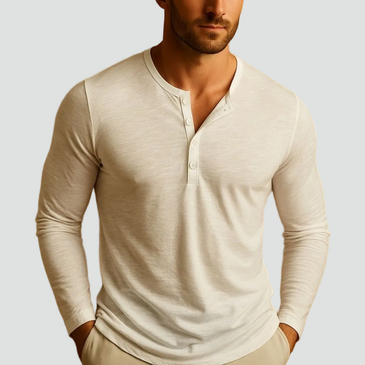 Rory | Men's Slim-Fit Long Sleeve Henley Shirt with Button Neck