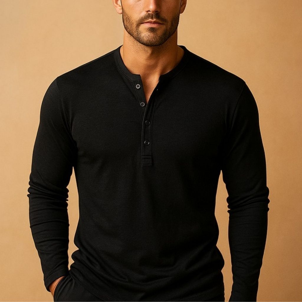 Rory | Men's Slim-Fit Long Sleeve Henley Shirt with Button Neck