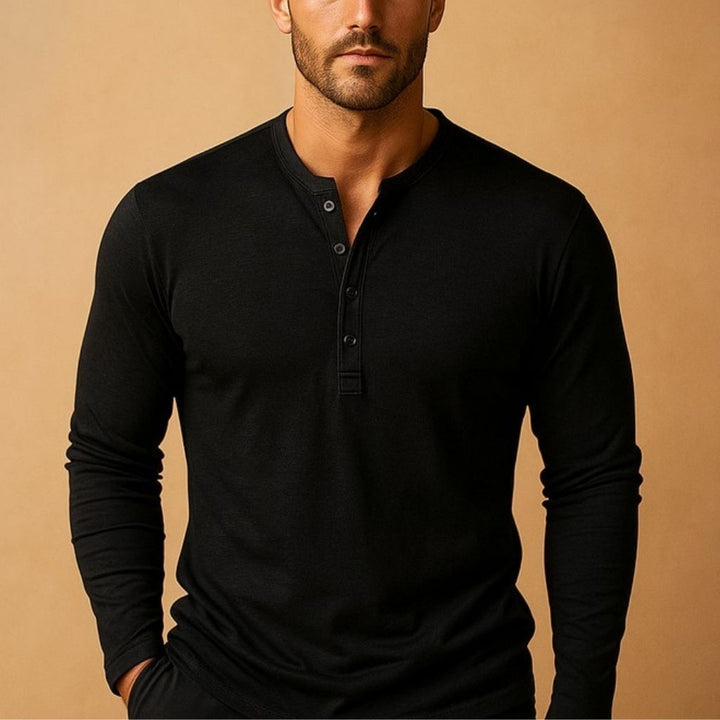 Rory | Men's Slim-Fit Long Sleeve Henley Shirt with Button Neck