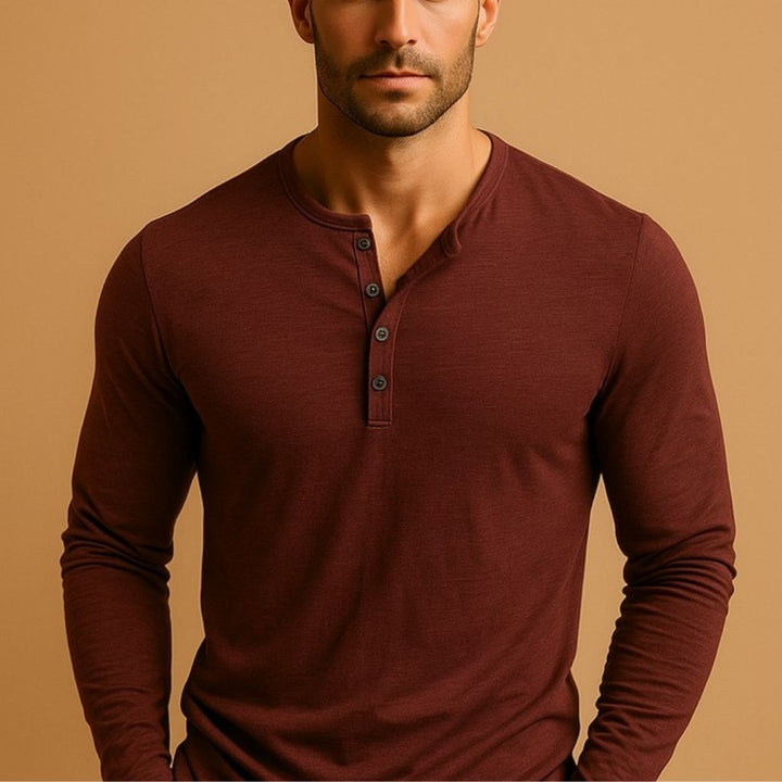 Rory | Men's Slim-Fit Long Sleeve Henley Shirt with Button Neck