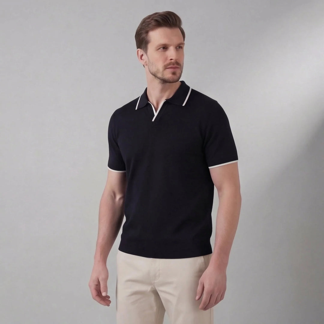 Evelyn | Women's V-Neck Polo Shirt Short Sleeve Contrast Trim Regular Fit
