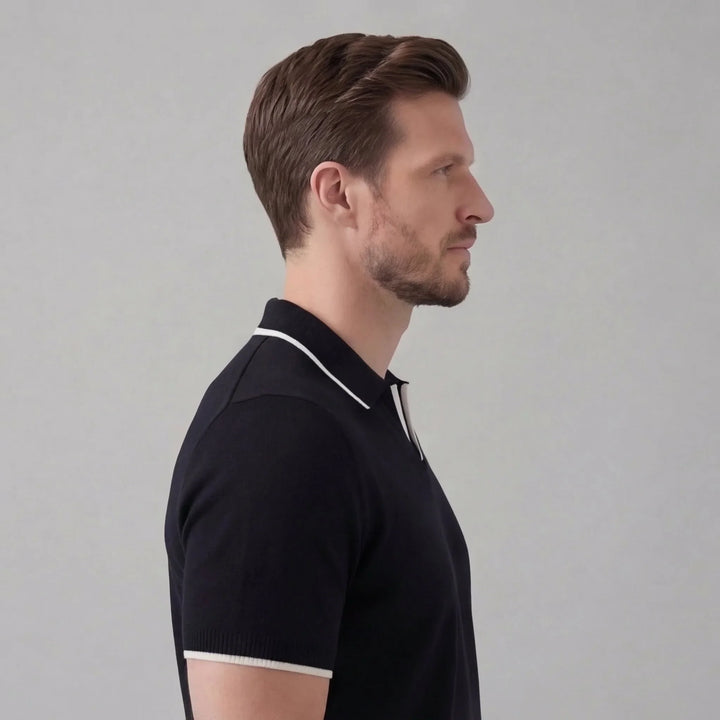 Evelyn | Women's V-Neck Polo Shirt Short Sleeve Contrast Trim Regular Fit