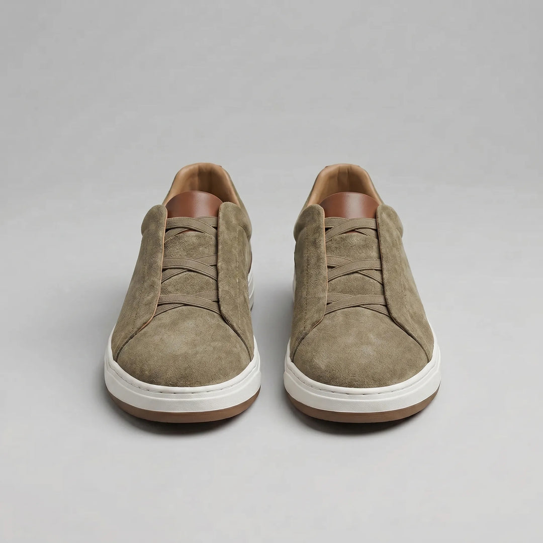 Max | Men's Suede Slip-On Trainers Elastic Sides Rubber Sole