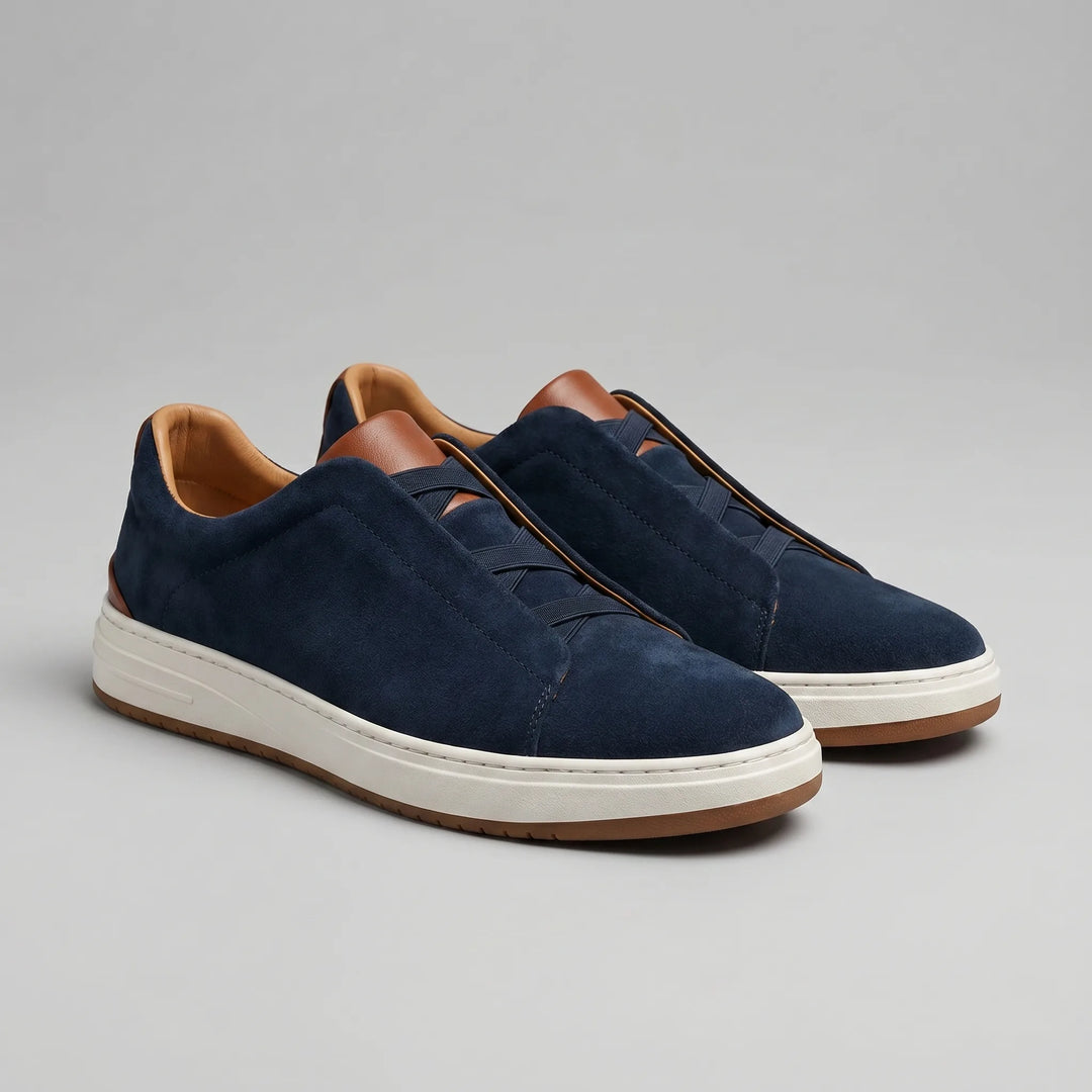 Max | Men's Suede Slip-On Trainers Elastic Sides Rubber Sole