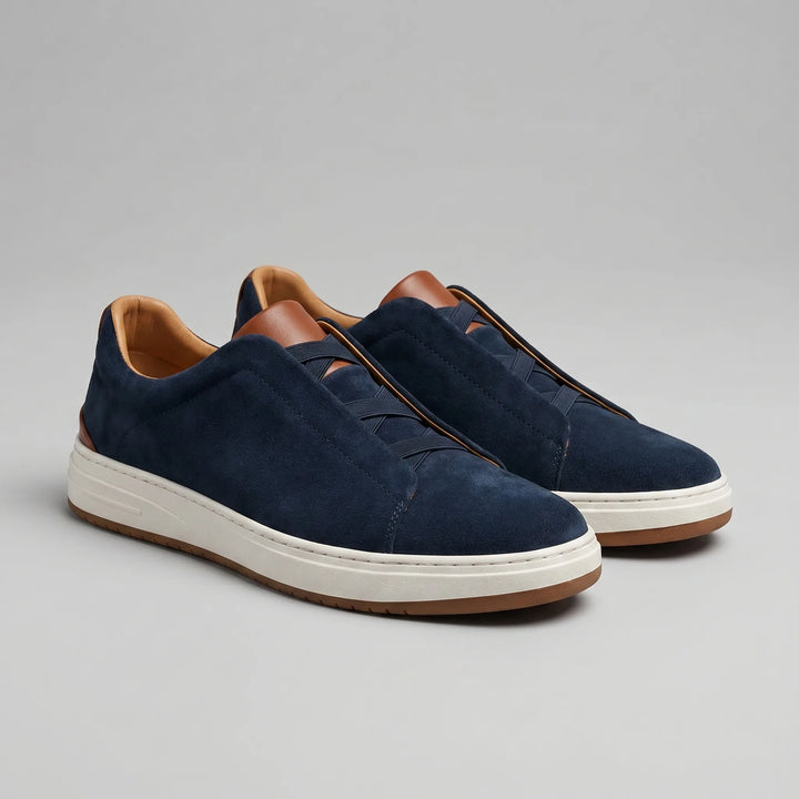 Max | Men's Suede Slip-On Trainers Elastic Sides Rubber Sole