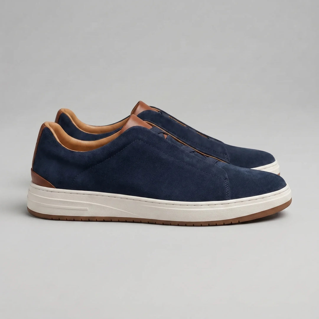 Max | Men's Suede Slip-On Trainers Elastic Sides Rubber Sole