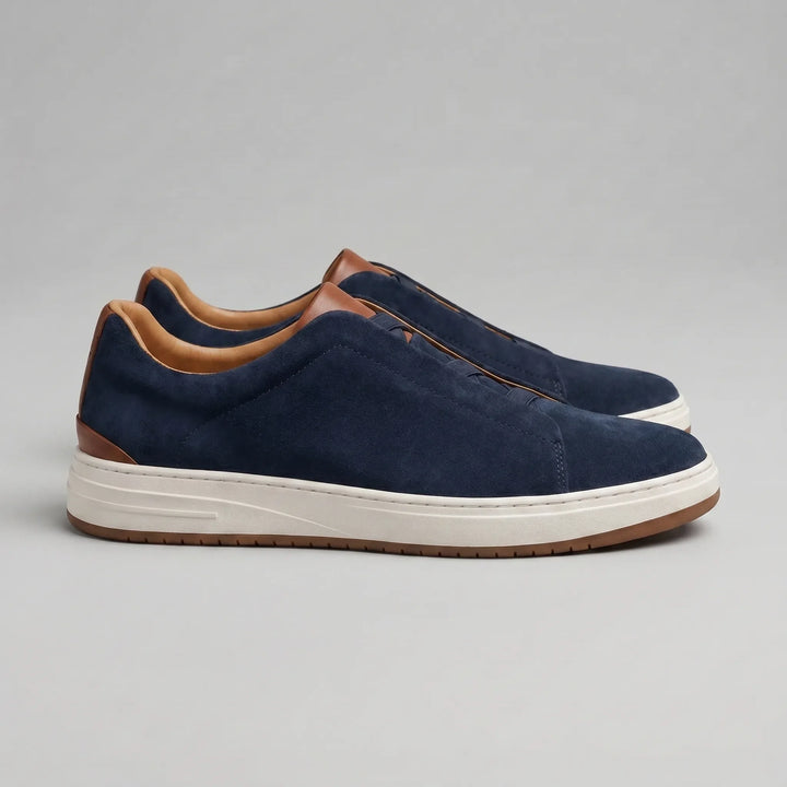 Max | Men's Suede Slip-On Trainers Elastic Sides Rubber Sole
