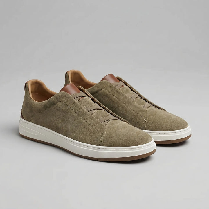 Max | Men's Suede Slip-On Trainers Elastic Sides Rubber Sole