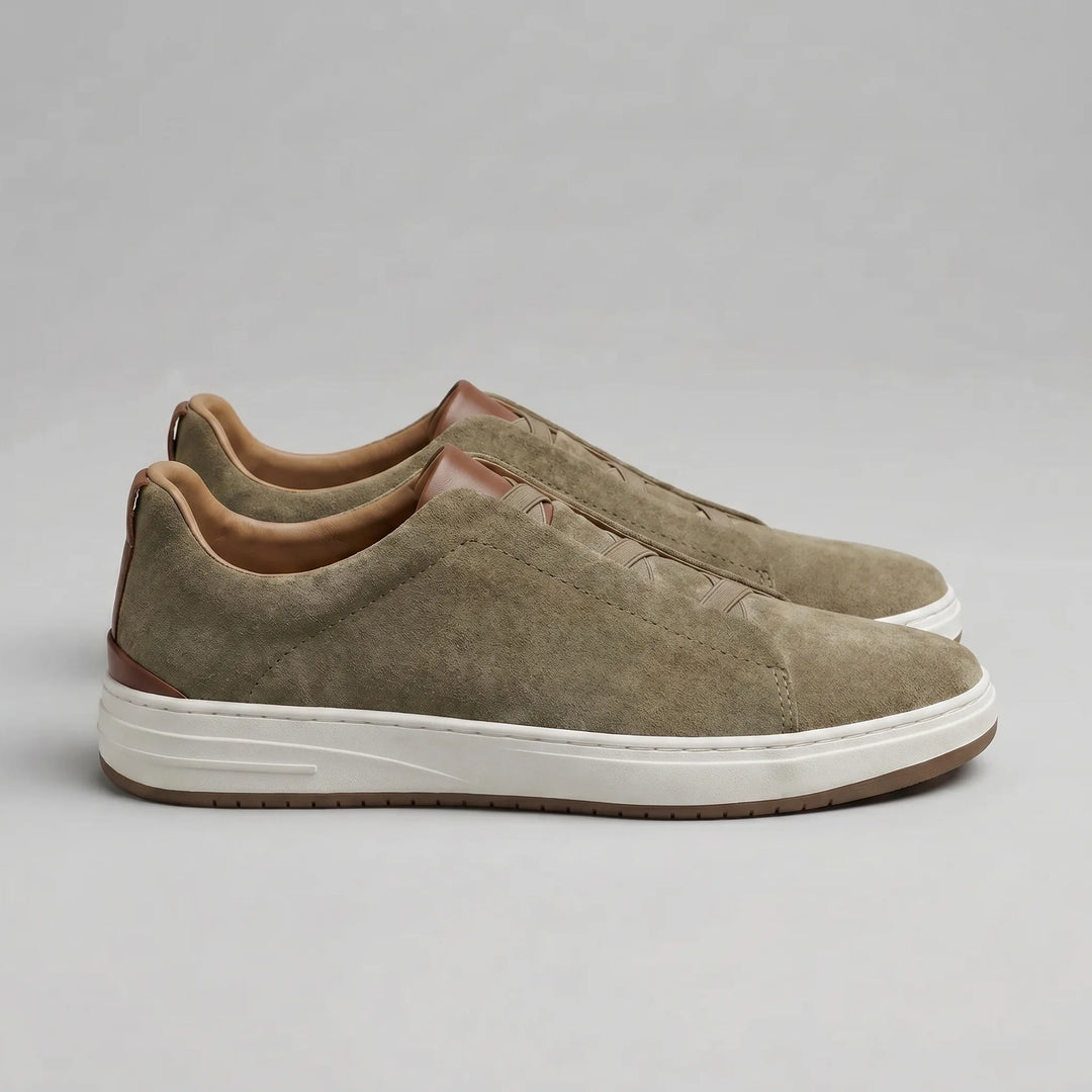 Max | Men's Suede Slip-On Trainers Elastic Sides Rubber Sole